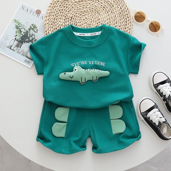 Wholesale Baby Cotton Three-dimensional Printed Casual Shorts Set Fashion