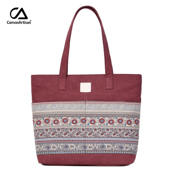 Wholesale Casual Ethnic Style Tote Canvas Shoulder Bag Online Sale