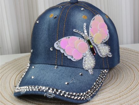 Wholesale British Denim Diamond Casual Baseball Cap Online Hot Sale