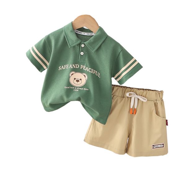 Wholesale Baby Cotton Polo Shirts and Shorts Sets Fashion