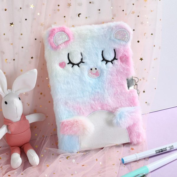 Wholesale Cartoon Cat Plush Diary with Lock Hot on Sale