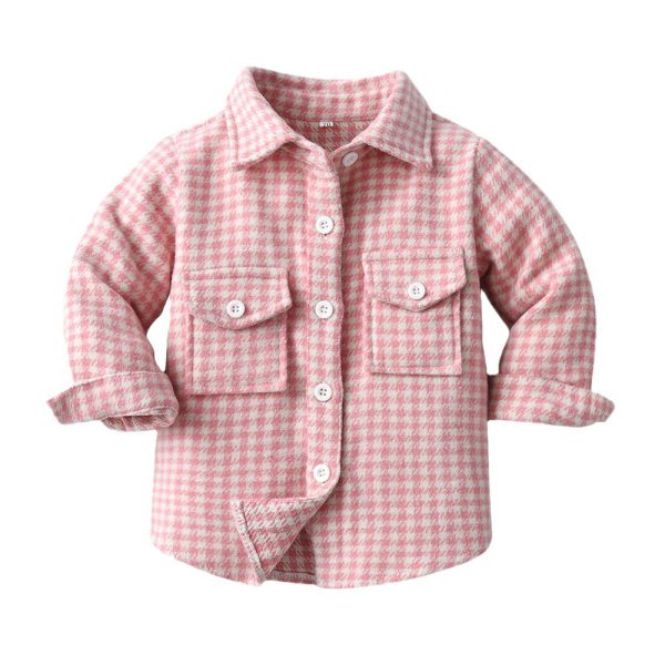 Wholesale Children s Cotton Long Sleeved Plaid Shirts Fashion