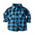 Wholesale Boys  Cotton Double Pocket Long Sleeved Cardigan Plaid Lapel Kids Shirt Online