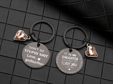 Wholesale  Black Laser Engraved Round Plate Stainless Steel Keychain Discount