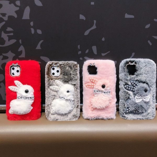 Wholesale Pearl Rabbit Mobile Phone Protective Fur Soft Cover Online now