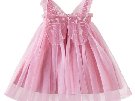 Wholesale Polyester Children s Three-dimensional Wing Mesh Dress For Cheap