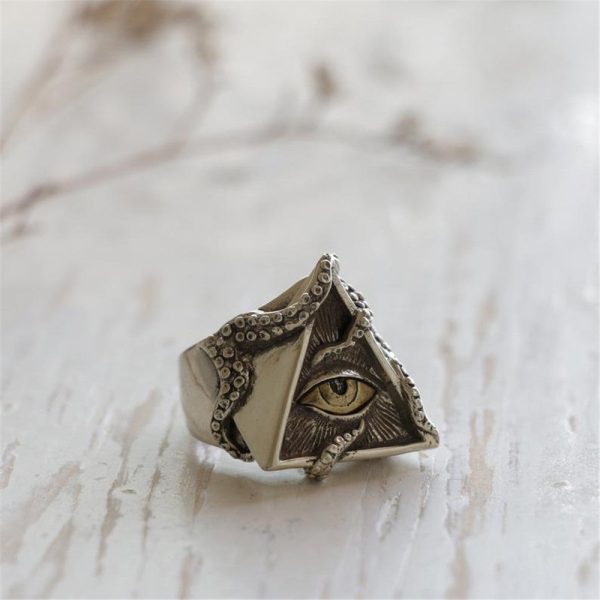 Wholesale Eye of Horus Men s Octopus Triangle Eye Ring For Discount