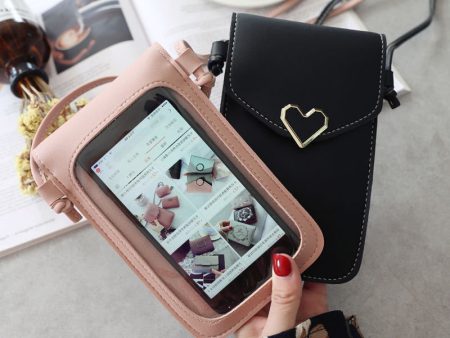 Wholesale Lock Crossbody Transparent Touch Screen Mobile Phone Bag Retro Buckle Wallet Online Sale