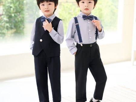 Wholesale of Boys  Cotton British Gentlemen Handsome Vest Sets Online Hot Sale