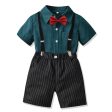 Wholesale Boys and Gentlemen s Cotton Bow and Plaid Short Sleeved Shirt and Suspender Suit Online