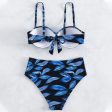 Wholesale Split High Waist Printed Solid Color Patchwork Swimsuit Fashion