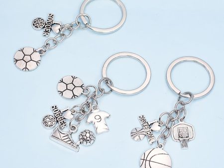 Wholesale 10PCS Alloy Antique Silver Plated Sports Ball Keychain Sale