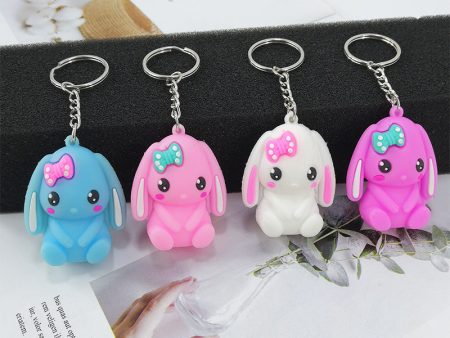 Wholesale 10PCSPVC Cartoon Big-Eared Rabbit Pendant Rabbit Animal Doll Bag Car Keychain For Cheap