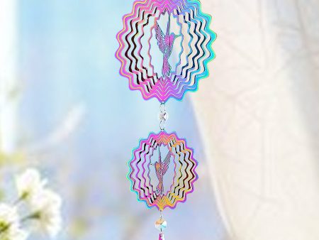 Wholesale 3D Colored Hummingbird Stainless Steel Rotating Wind Chimes For Cheap