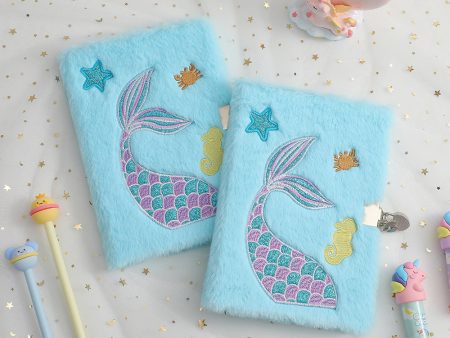 Wholesale A5 Girls Plush Mermaid Tail Notebook with Lock Supply