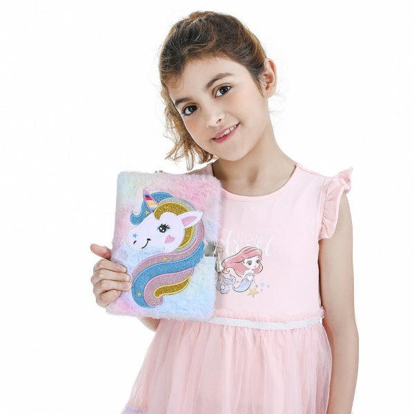 Wholesale Cartoon Unicorn Plush Notebook with Lock For Cheap