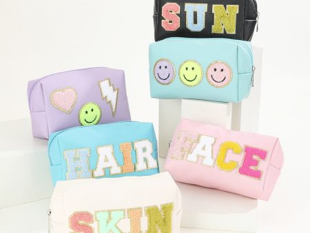 Wholesale Towel PU Embroidered Letter Cloth Sticker Waterproof Storage Bag Discount