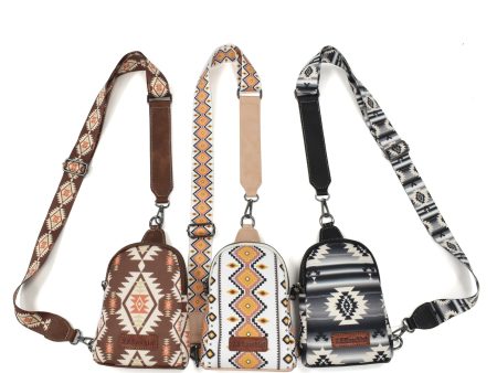 Wholesale Aztec Zipper Canvas Crossbody Bag Chest Bag Sale