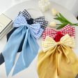 Wholesale 10PCS PACK Fabric Plaid Long Satin Ribbon Bow Hairpin Hot on Sale