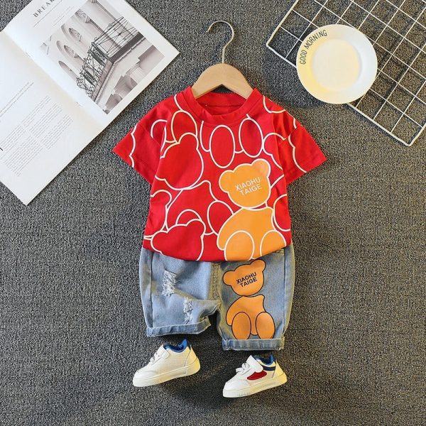 Wholesale Baby Cotton Round Neck T-shirt and Shorts Set For Cheap