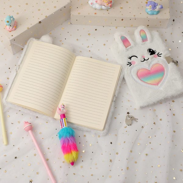 Wholesale Cartoon Bunny Plush Notebook with Lock Cheap