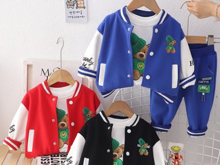 Wholesale of Spring and Autumn Children s Cotton Handsome Hoodies and Sportswear Sets on Sale