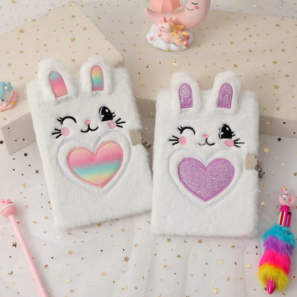 Wholesale Cartoon Bunny Plush Notebook with Lock Cheap