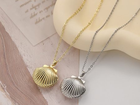 Wholesale shell photo box openable diy photo copper necklace Online