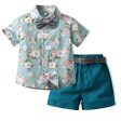 Wholesale Boys  Cotton Summer Short Sleeved Floral Shirt Shorts Casual Two-piece Set For Discount