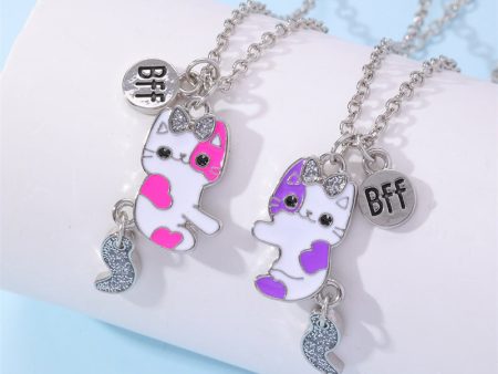 Wholesale Cartoon Cat Fox Avocado Love Stitching Magnetic Necklace Sale