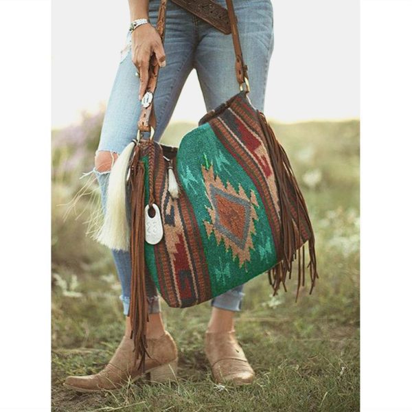 Wholesale Aztec Flowing Cotton and Hemp Canvas Handheld Shoulder Bag Online Sale