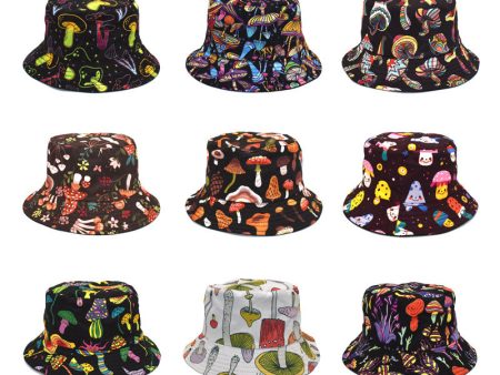 Wholesale Colorful Mushroom Pattern Foldable Outdoor Bucket Hat For Cheap