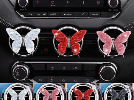 Wholesale Automobile Perfume Clip Bingbing Butterfly Inlaid Diamond Air Conditioner Outlet For Cheap