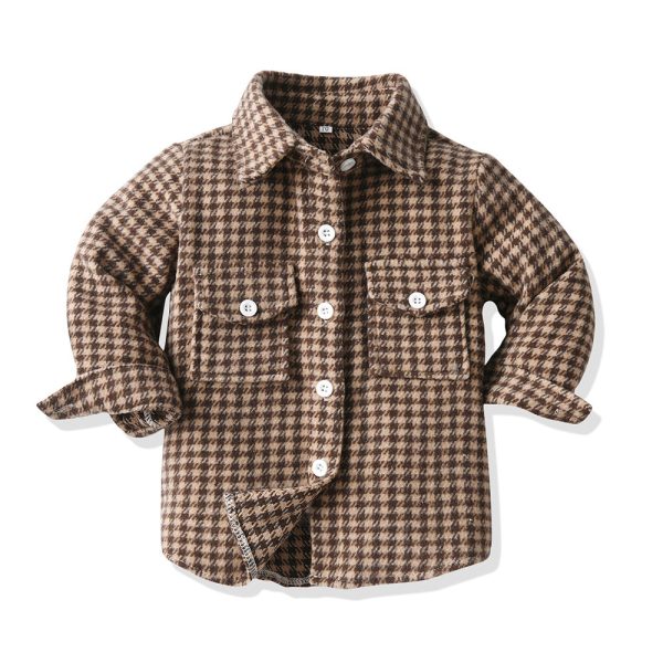 Wholesale Children s Cotton Long Sleeved Plaid Shirts Fashion