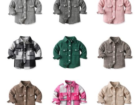 Wholesale Children s Cotton Long Sleeved Plaid Shirts Fashion