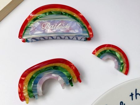 Wholesale Rainbow Acetate Clips Niche Semi-circle Splicing Hair Clips Online Sale