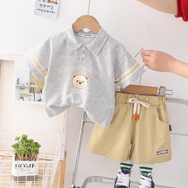 Wholesale Baby Cotton Polo Shirts and Shorts Sets Fashion