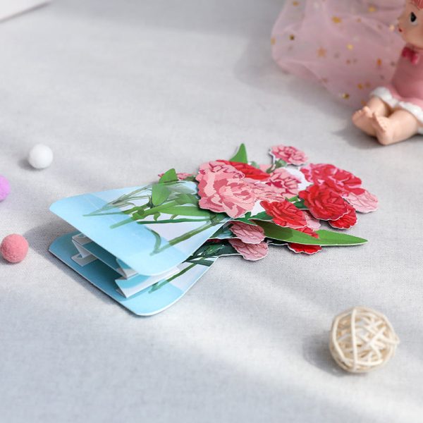 Wholesale Mother s Day Carnation Flower Folding Handmade Paper Carving 3D Greeting Cards Online Hot Sale