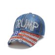 Wholesale American Flag Denim Diamond Activity Sun Protection Baseball Cap Discount