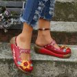 Wholesale Ethnic Style Flower Handmade Thick Sole Retro Sandals on Sale