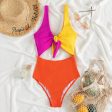 Wholesale One Piece Bikini Color Block Beach Resort Hot Spring Swimsuit Hot on Sale