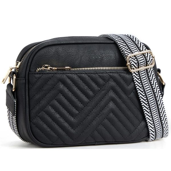 Wholesale Aztec Embroidered Plaid Color Blocking Zipper PU Crossbody Bag Hot on Sale