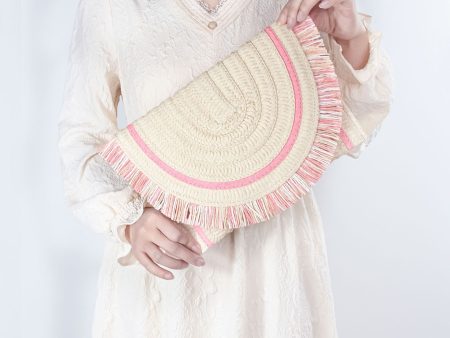 Wholesale Crossbody Hand-held Ethnic Style Summer Beach Tassel Straw Bag Online