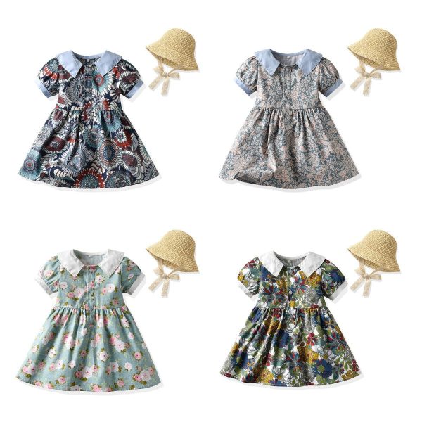 Wholesale Children s Cotton Countryside Style Floral Dresses Cheap