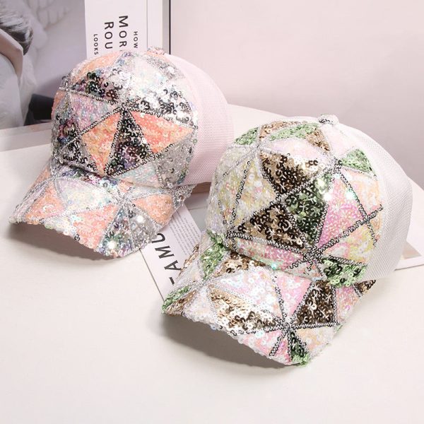 Wholesale Colorful Sequin Sequin Mesh Baseball Cap For Discount