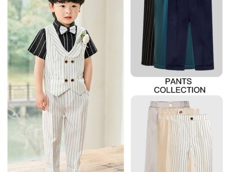 Wholesale of Spring and Autumn Children s Polyester Casual Striped Suit Pants on Sale