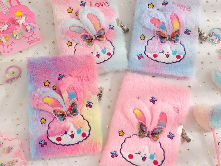 Wholesale A5 Furry Cartoon Bunny Children s Diary with Lock For Discount