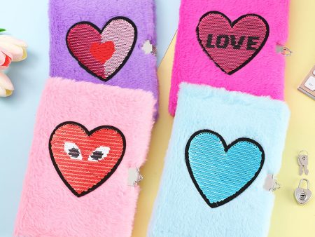 Wholesale 10pcs Love Sequin Plush Creative Notebook with Lock Cheap