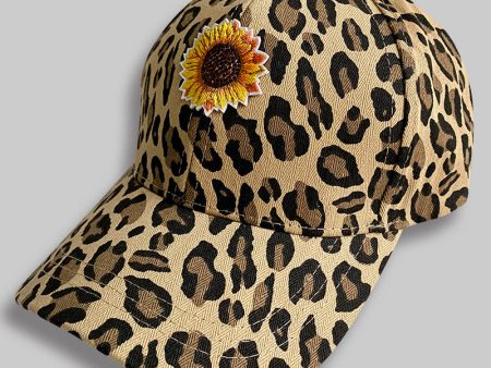 Wholesale Western Denim Leopard Print Embroidered Sunflower Baseball Discount