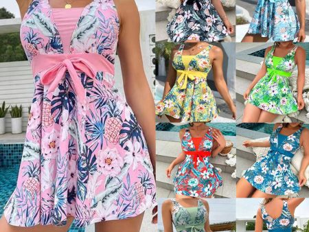 Wholesale V-neck Printed Sexy Women s Skirts Split Bikini Polyester Swimwear Online Sale